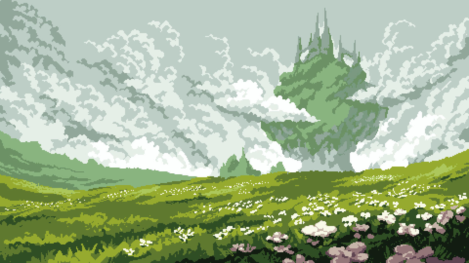 Fantasy castle landscape, Illustration