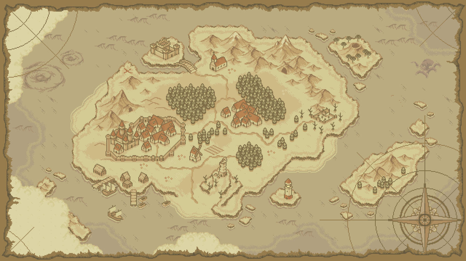 Paper-like map, asset pack